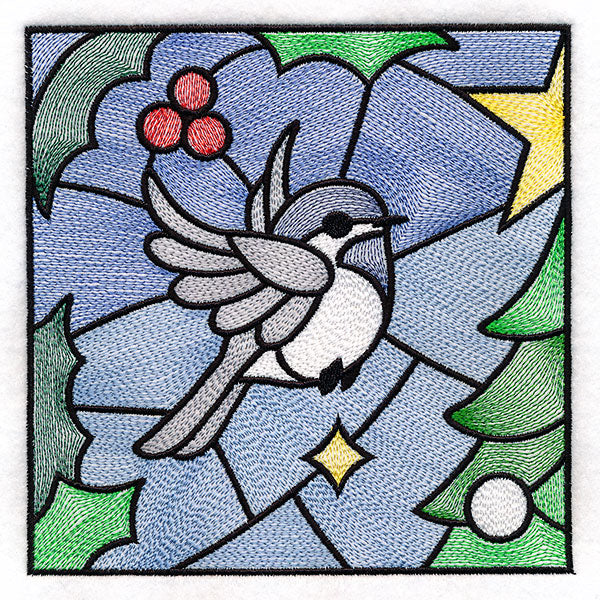 A Birds at Christmas Tree Scene Square 1