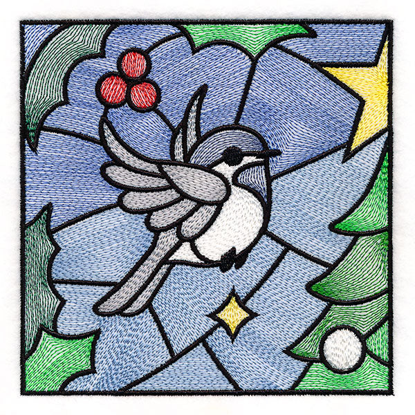 A Birds at Christmas Tree Scene Square 1