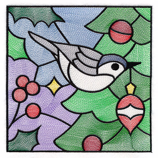 A Birds at Christmas Tree Scene Square 3