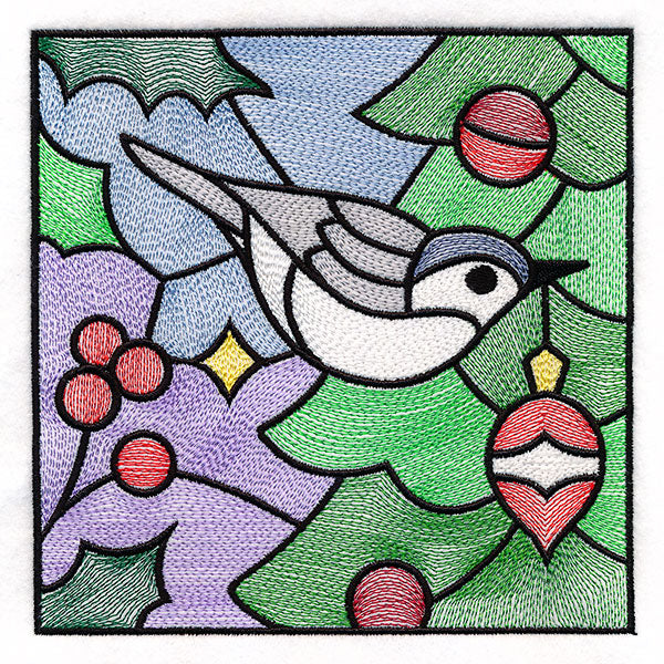 A Birds at Christmas Tree Scene Square 3