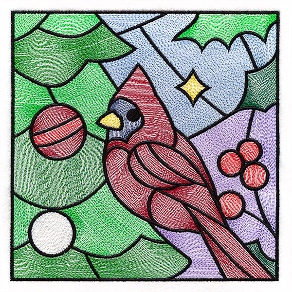 A Birds at Christmas Tree Scene Square 4