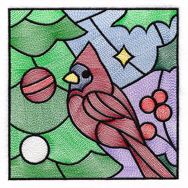 A Birds at Christmas Tree Scene Square 4