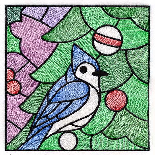A Birds at Christmas Tree Scene Square 5