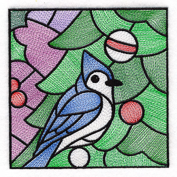 A Birds at Christmas Tree Scene Square 5