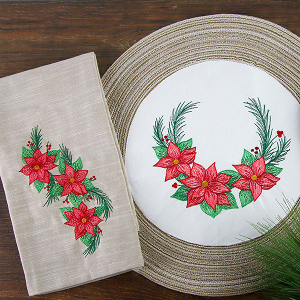 Textured Christmas Poinsettias Wreath