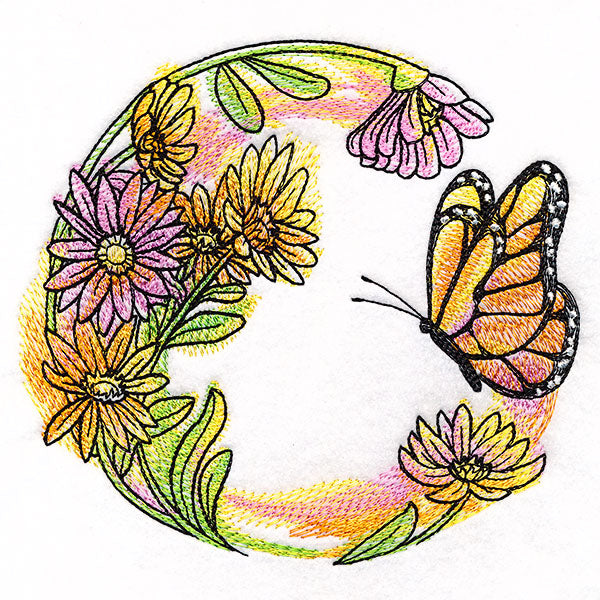 Butterfly & Flowers Wreath