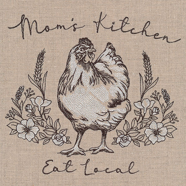 Mom’s Kitchen, Eat Local Chicken Etching