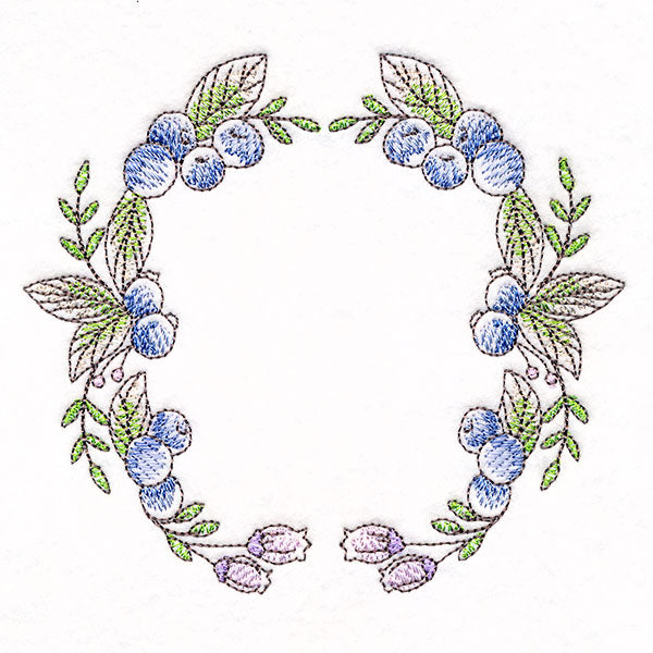 Blueberries and Flowers Wreath