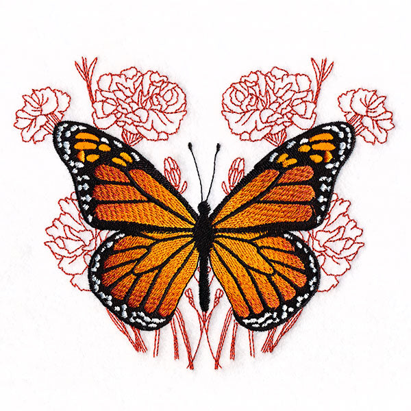 Monarch Butterfly and Carnations