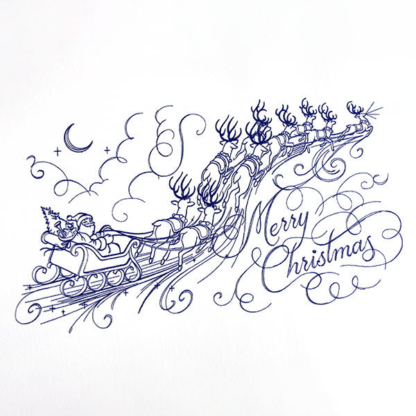 Santa's Flight in Calligraphy