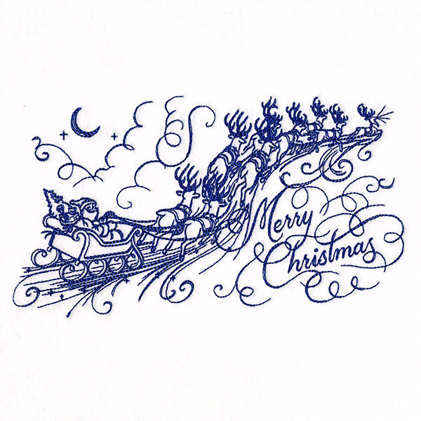 Santa's Flight in Calligraphy