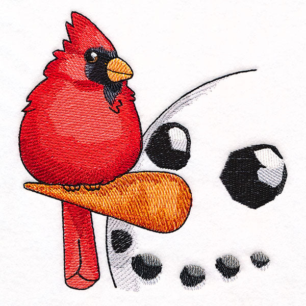 Sweet Peeking Snowman with Cardinal