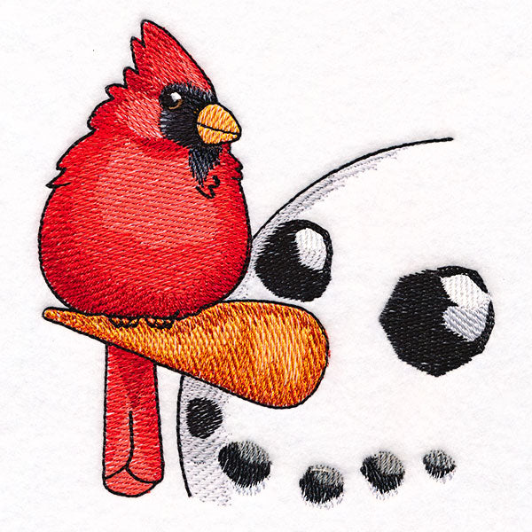 Sweet Peeking Snowman with Cardinal
