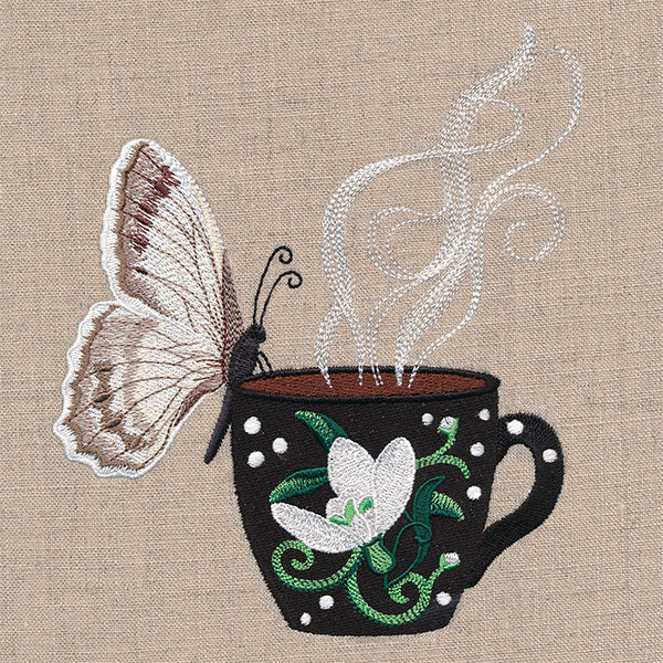 Winter Coffee Break Checkered White Butterfly