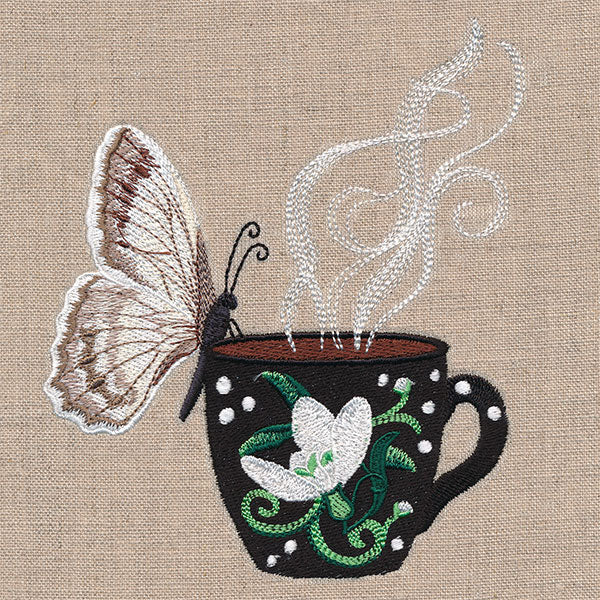 Winter Coffee Break Checkered White Butterfly