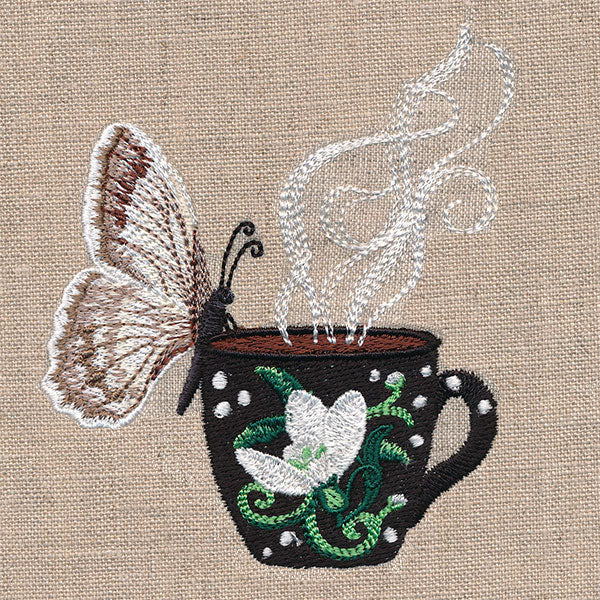 Winter Coffee Break Checkered White Butterfly