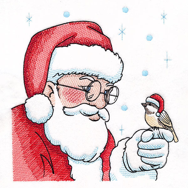 Santa & Chickadee in the Snow