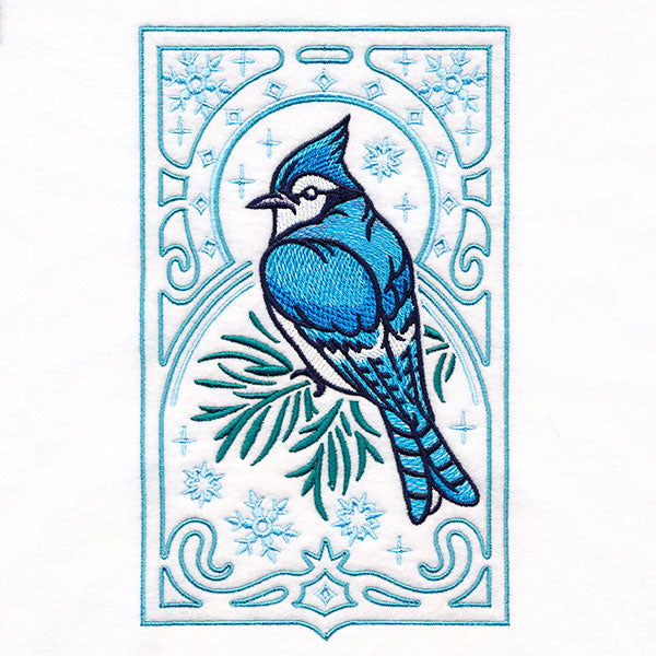 Elegant Winter Bird Panel - Blue Jay