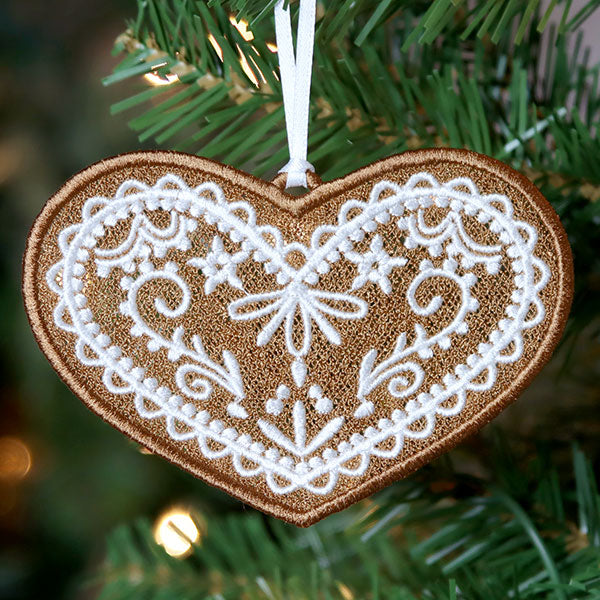 Christmas Gingerbread Cookie - Heart (Lace)