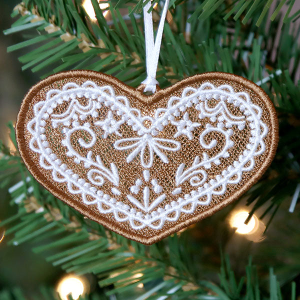 Christmas Gingerbread Cookie - Heart (Lace)