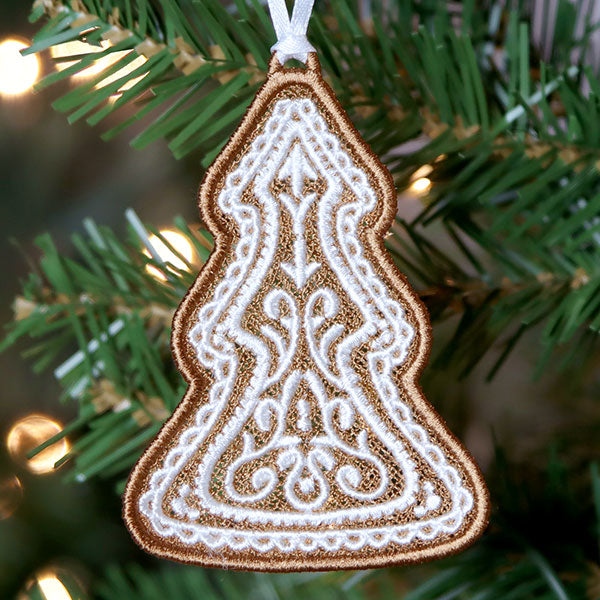 Christmas Gingerbread Cookie - Tree (Lace)