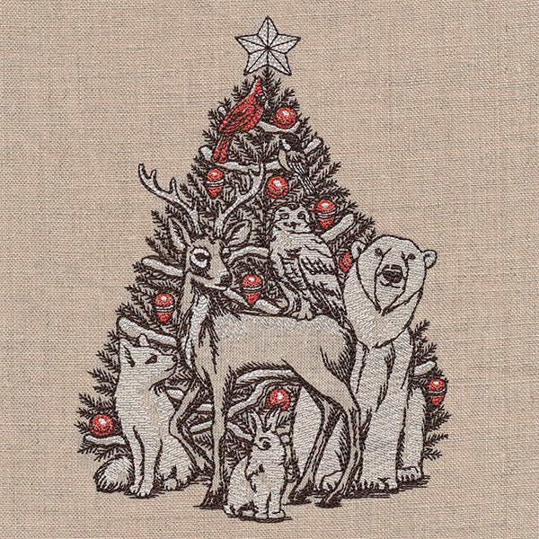 Trim the Christmas Tree North Pole Animals Etching