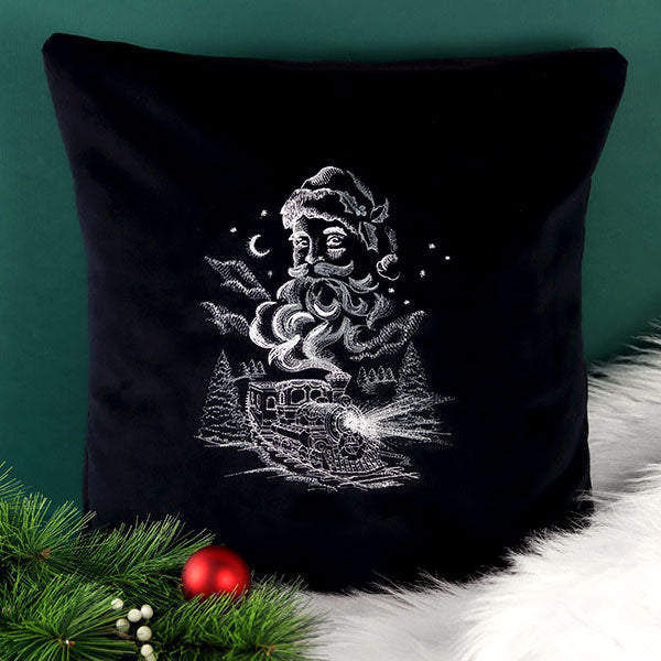 Christmas Train and Old Saint Nick Scene