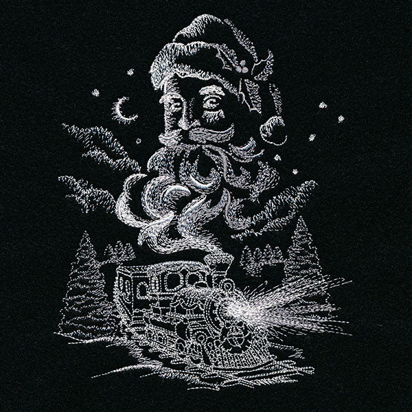 Christmas Train and Old Saint Nick Scene