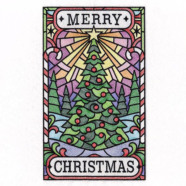 Merry Christmas Tree Stained Glass Sign