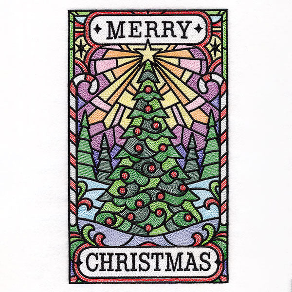 Merry Christmas Tree Stained Glass Sign