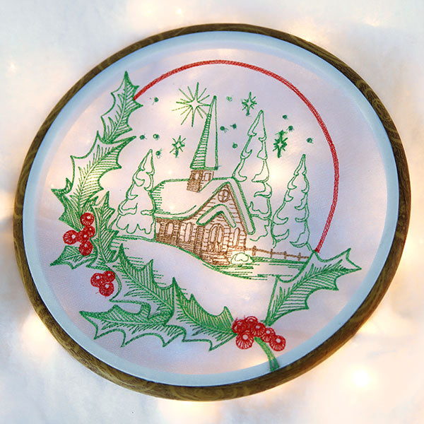 Christmas Holly Church Scene