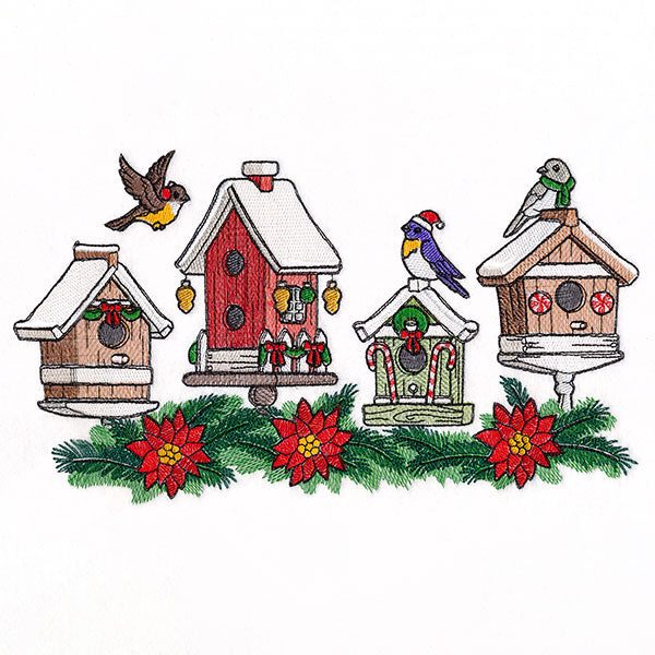 Christmas Birdhouse Block Party Border