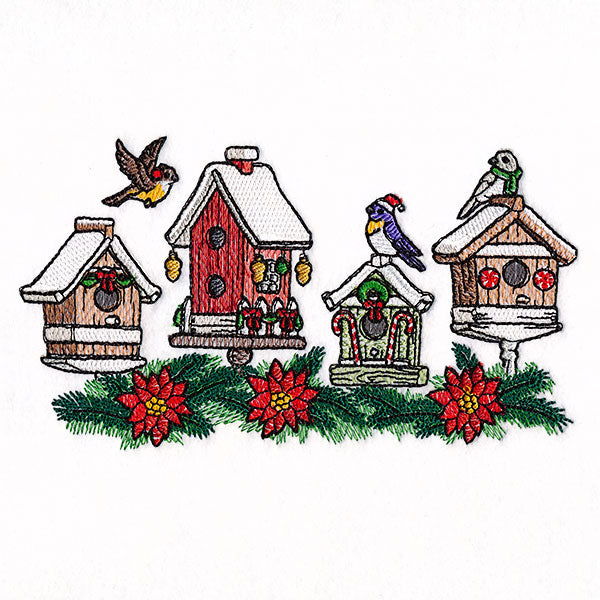 Christmas Birdhouse Block Party Border
