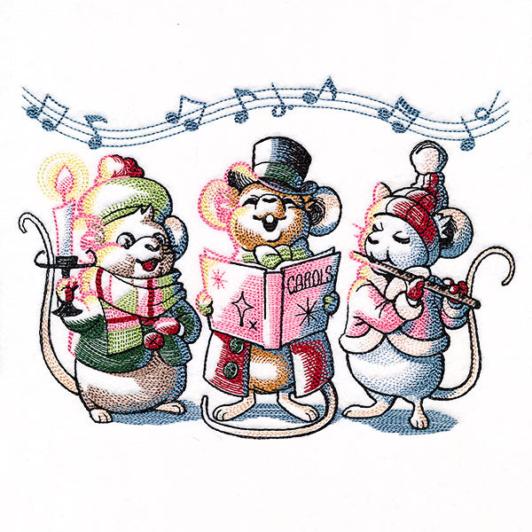 Caroling Christmas Mice Trio