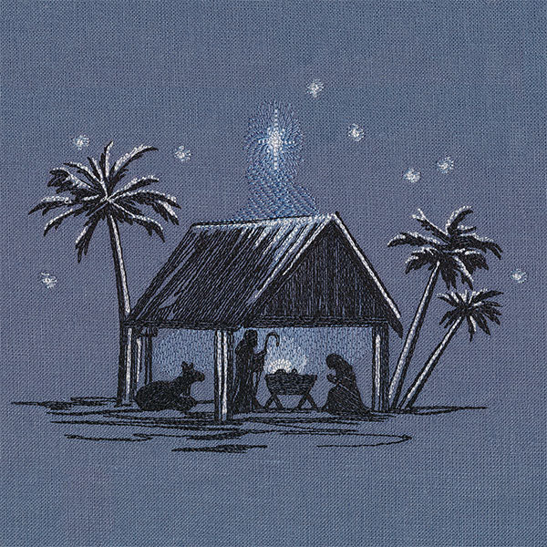 Moonlit Christmas Manger Scene