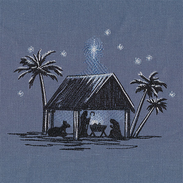 Moonlit Christmas Manger Scene
