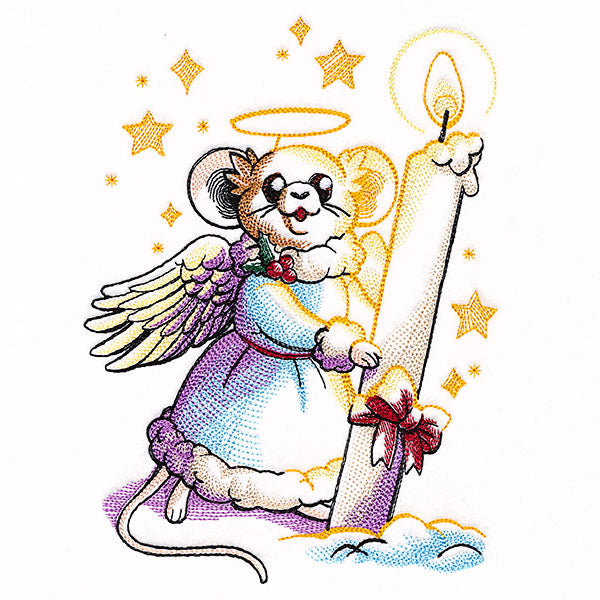 Christmas Angel Mouse with Candle