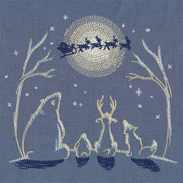 North Pole Animals and Santa's Flight Christmas Eve Scene