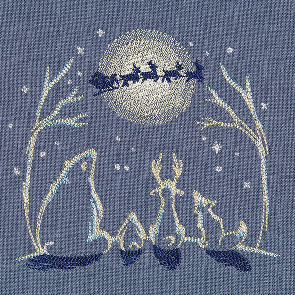 North Pole Animals and Santa's Flight Christmas Eve Scene