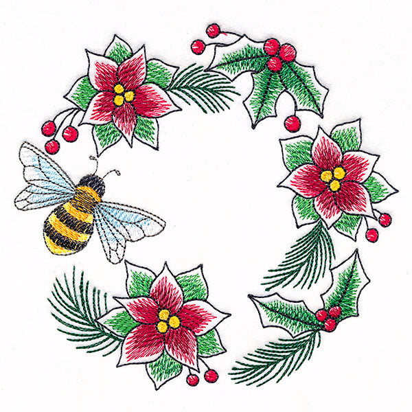 Buzzing Bee & Poinsettias Wreath