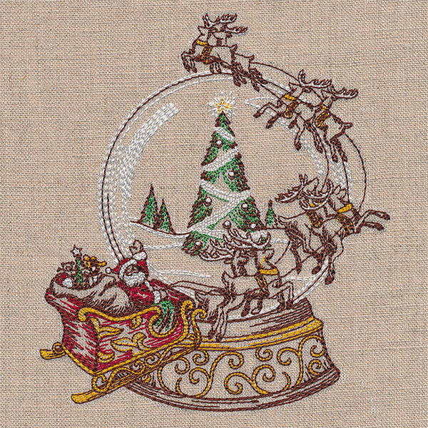 Vintage Snowglobe Santa's Flight Scene