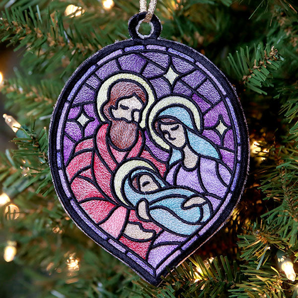 Stained Glass Nativity Ornament - Holy Family