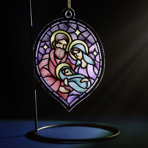 Stained Glass Nativity Ornament - Holy Family