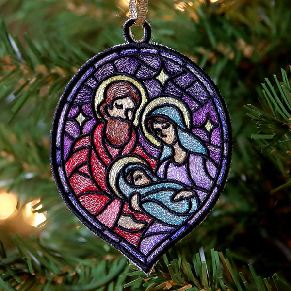 Stained Glass Nativity Ornament - Holy Family