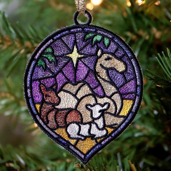 Stained Glass Nativity Ornament - Animals