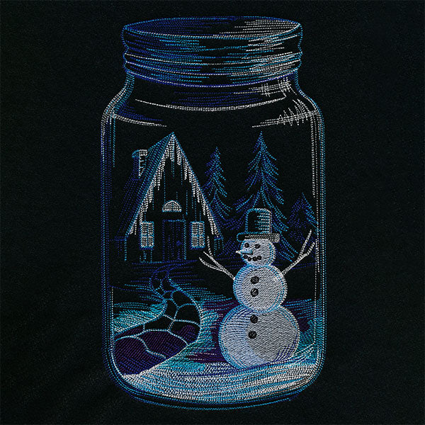 Winter Cottage Canning Jar Scene
