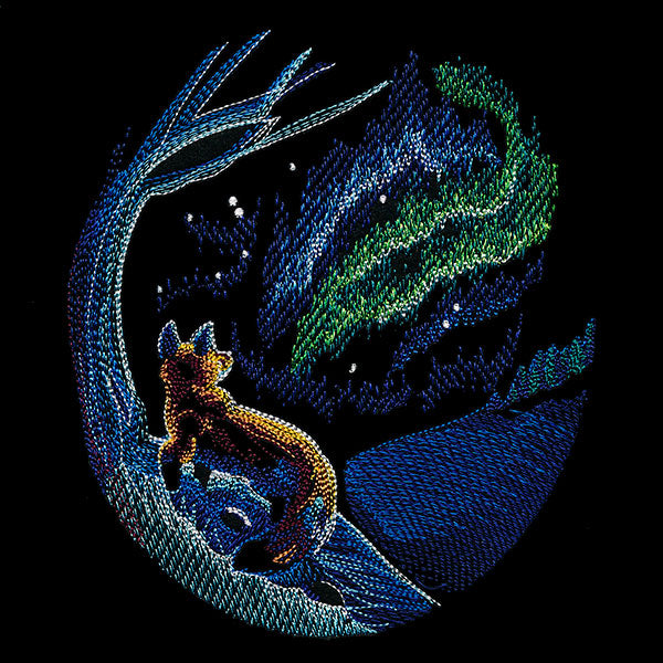 Starlit Northern Lights Fox Scene