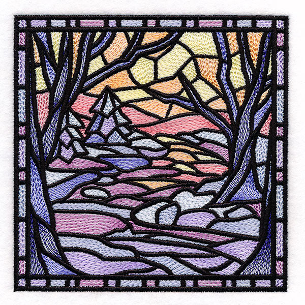 Four Seasons Stained Glass Square - Winter