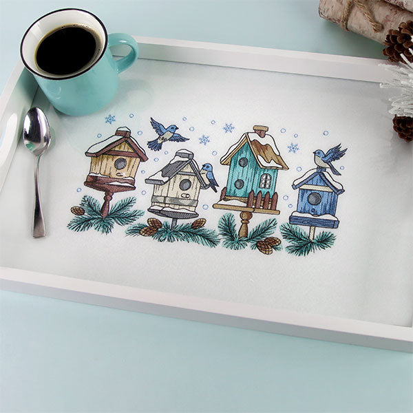 Winter Birdhouse Block Party Border