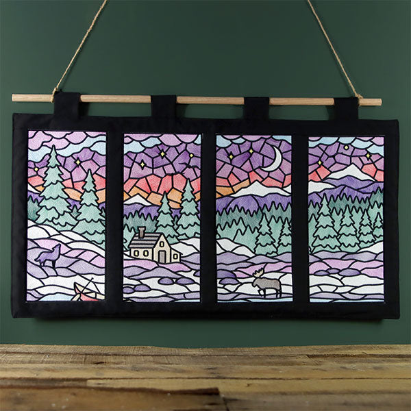 Stained Glass Winter Landscape Panel 1